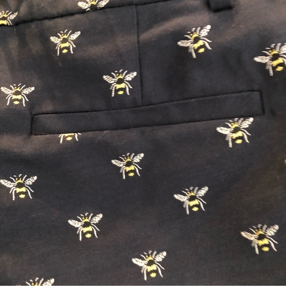 J.Crew Teddy flat front trousers navy jacquard with bee print size 6 EUC classic - Picture 4 of 10
